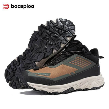 Baasploa Men Outdoor Boots Ankle Leather Waterproof Hiking Shoes Male Winter Plush Warm Casual Sneakers Antiskid Cotton Shoes - Touchy Style
