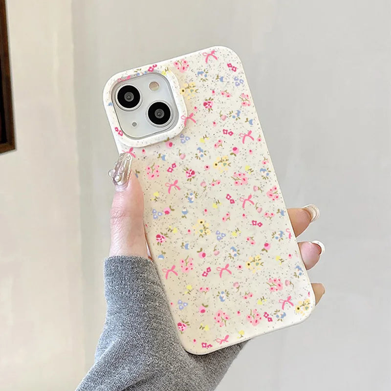 Cute Flower Phone Case For iPhone 11 14 13 12 15 16 Pro Max 8 6 7 Plus XR XS X SE 2022 2020 Wheat Straw Shockproof Matte Cover