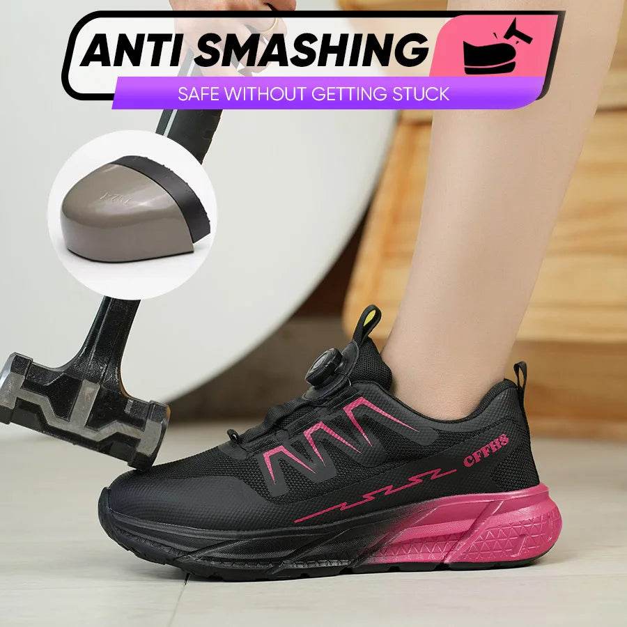 Rotating Buttons Work Safety Shoes For Women Men Steel Toe Shoes Puncture-Proof Women Work Sneakers Lightweight Protective Shoes - Touchy Style