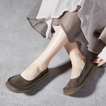 New Design Literary Style Women Flat Shoes Slip-On Loafers Genuine Cow Leather Non-slip Handmade Retro Shoes - Touchy Style