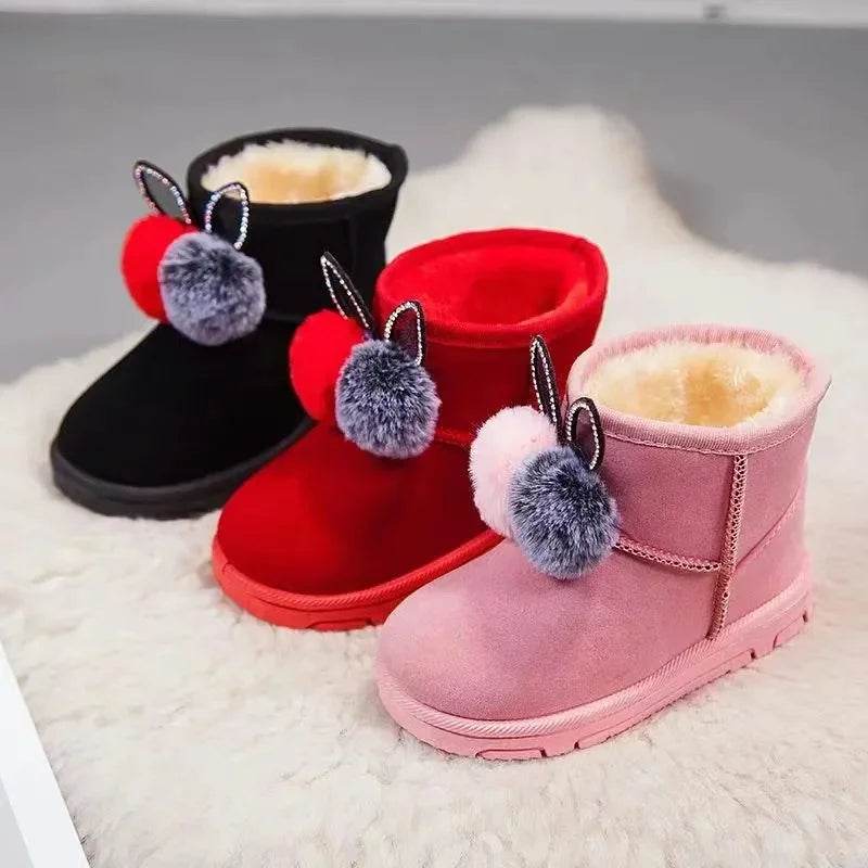 Hairball Boots Little Girls Furry Winter Boots Warm Fur Hot Sale Shoes for Girl Rabbit Ears Baby Snow Boots Kids Footwear H08181 - Touchy Style
