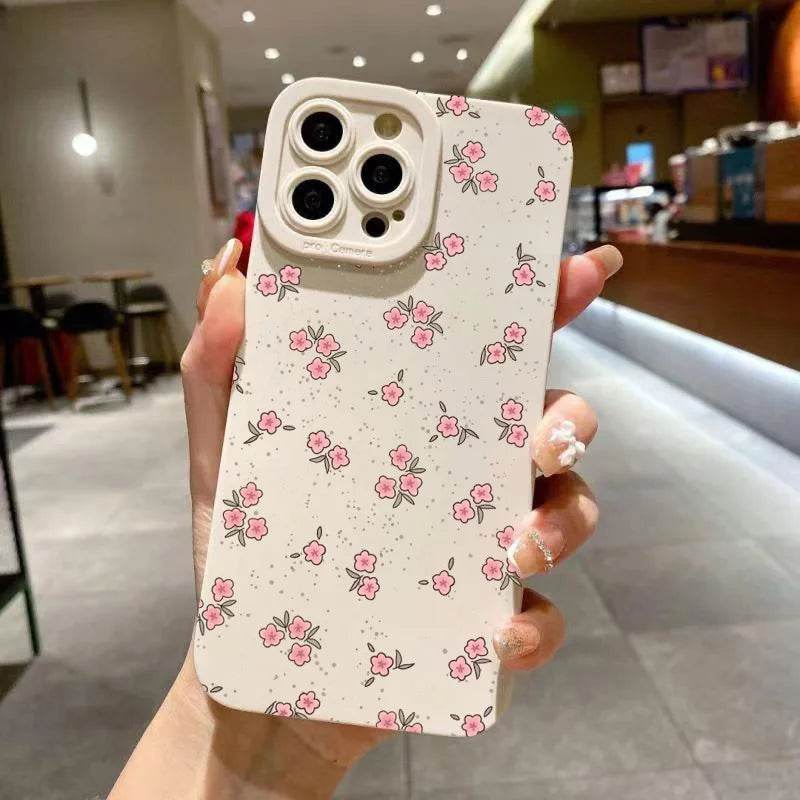 Cute Phone Cases - Flower Branch Pattern For iPhone 16, 15, 14, 13, 12, 11 Pro Max, XS, XR, 7 8 Plus - Matte Soft Silicone Bumper Cover - Touchy Style