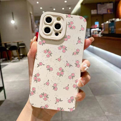 Cute Phone Cases - Flower Branch Pattern For iPhone 16, 15, 14, 13, 12, 11 Pro Max, XS, XR, 7 8 Plus - Matte Soft Silicone Bumper Cover - Touchy Style