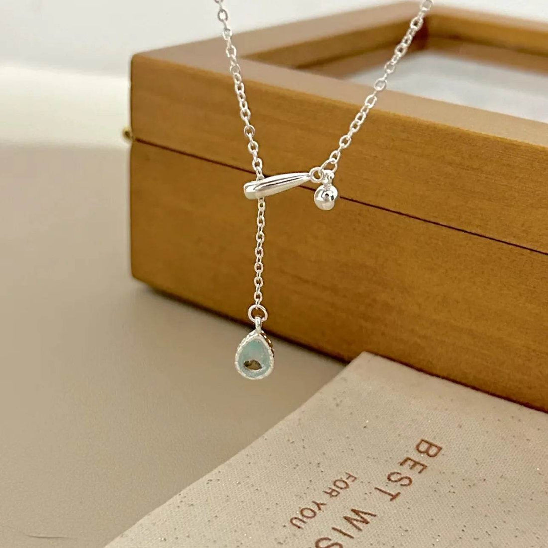 PANJBJ 925 Sterling Silver Blue Zircon Necklace For Women Water Drop Tassels Design Adjustable Jewelry Gift Dropshipping - Touchy Style