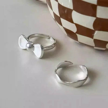 PANJBJ 925 Sterling Silver Bowknot Rings For Women Line Simplicity Design Korean Sweet Romantic Jewelry Gift Dropshipping - Touchy Style