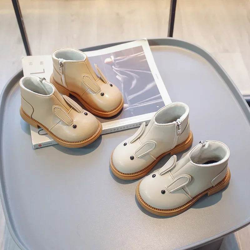 Cartoon Rabbit Baby Ankle Boots for Girls England Style Children Cute Bunny Winter Short Boots Low Heel Kids Girl Shoes G11073 - Touchy Style