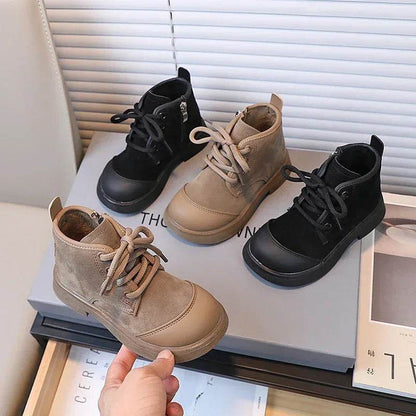 2024 New Girls Casual Shoes Non-slip Simple Children Fashion Boys Leather Boots Spring and Autumn New Kids Cotton Shoes Non-slip - Touchy Style