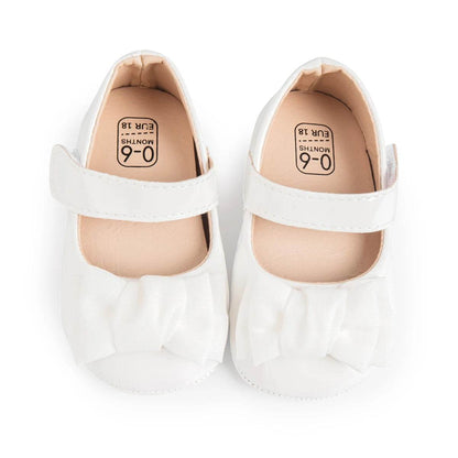 KIDSUN Baby Shoes Newborn Girl Princess PU Toddler Shoes Bow Decor Rubber Sole Anti-Slip First Walker Shoes 0-18M - Touchy Style