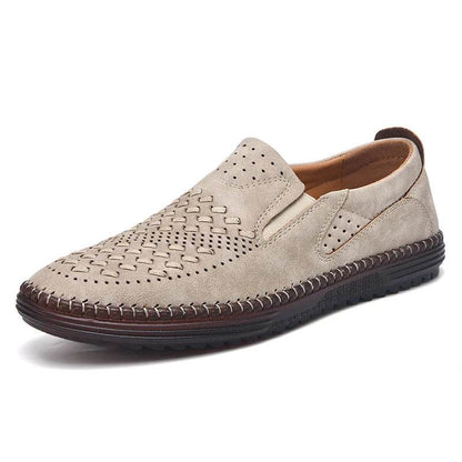 New Handmade Leather Men Shoes Design Fashion Sneakers Slip On Loafers Summer Breathable Casual Shoes Men Driving Flat - Touchy Style