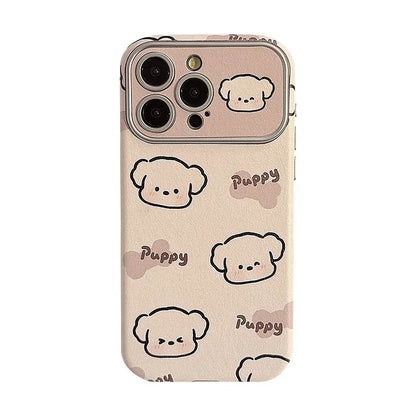 Cute Phone Cases For iPhone 16, 15, 14, 13, 12 Pro Max, 15 Plus - Funny Sweet Puppy Dog Pattern - Leather Cover - PC9120 - Touchy Style