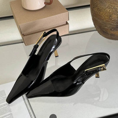 New Design Thin High Heels Pointed Toe Women Pumps Street Style Banquet Buckle Strap Party Slingbacks Female Shoes - Touchy Style