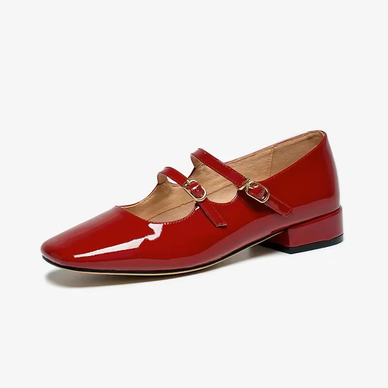 BeauToday Pumps Women Patent Leather Square Toe Mary Janes Buckle Straps Sweet Girl Princess Party Shoes Handmade 15217