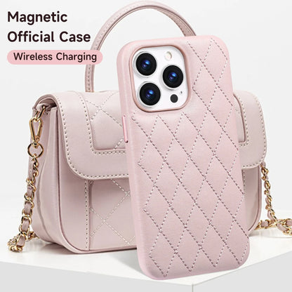 Clearance Sale Leather For Magsafe Case For iPhone 13 Pro Max 13Pro 13 mini Women Fashion Magnetic Stitching Luxury Back Cover