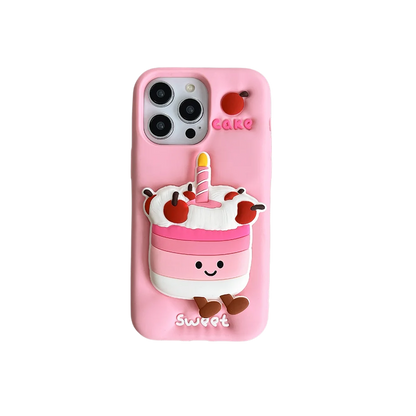 Cute Sweet Fabulous Donut Cookies Bread Cake Case For iPhone 16 15 14 Plus 13 12 Pro Max Soft Silicone Cover With Stand Holder