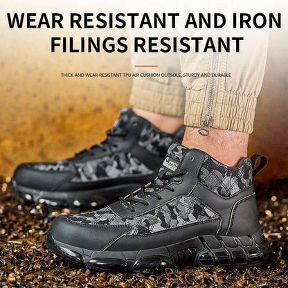 Camouflage Men Safety Shoes Quality Work Sneakers Air Cushion Men Protective Shoes Anti-smash Anti Puncture Work Boots Non-slip - Touchy Style