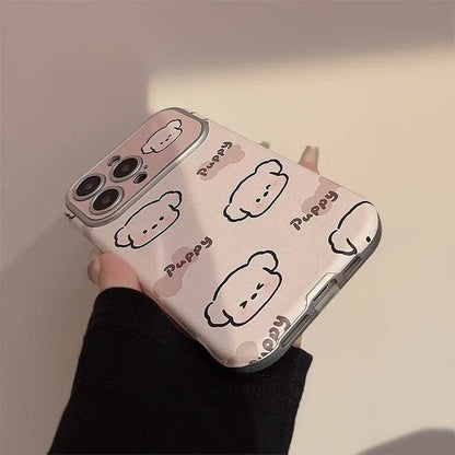 Cute Phone Cases For iPhone 16, 15, 14, 13, 12 Pro Max, 15 Plus - Funny Sweet Puppy Dog Pattern - Leather Cover - PC9120 - Touchy Style