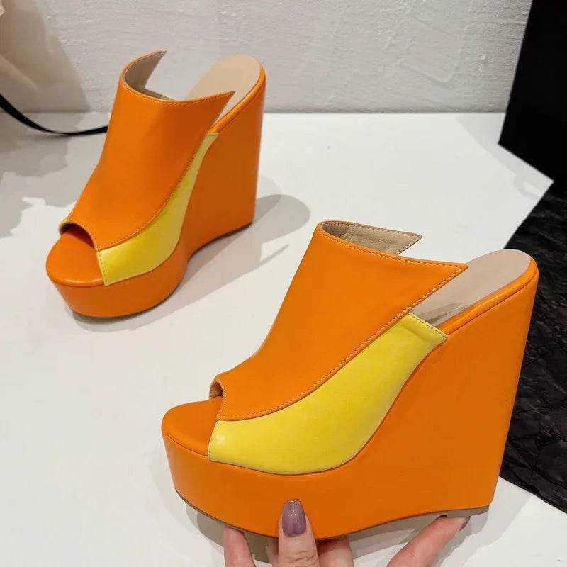 Street Style Peep Toe Solid Platform Wedges Woman Slippers Fashion Thick Bottom Casual Slides Shoes Zapatos De Mujer - Touchy Style