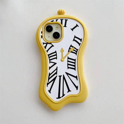 Funny Cartoon 3D Clock  Phone Case For iPhone 16 Pro Max 15 14 13 12 Pro Max 11 Anti Fall Soft Silicone Cover