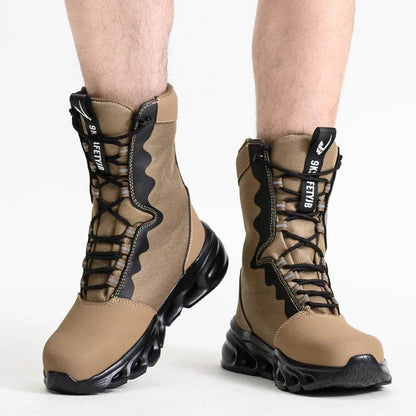 Safety Boots Men Puncture-Proof Work Boots Steel Toe Shoes Mid-Calf Boots Outdoors Combat Boots Protective Shoes Indestructible - Touchy Style