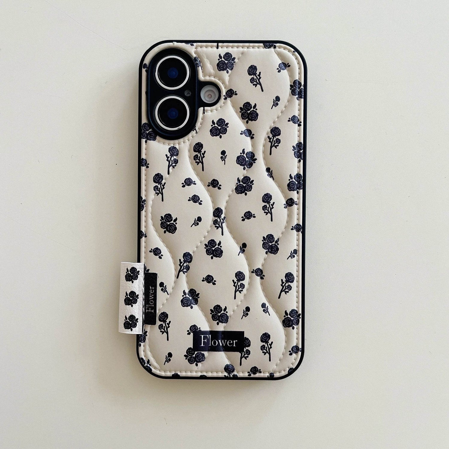 Cute Phone Cases for iPhone 16, 15, 14, 13 Pro Max - Winter Vibe Cotton Stuffed Black Roses Pattern - Chic Back Cover - PC1320 - Touchy Style