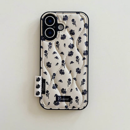 Cute Phone Cases for iPhone 16, 15, 14, 13 Pro Max - Winter Vibe Cotton Stuffed Black Roses Pattern - Chic Back Cover - PC1320 - Touchy Style