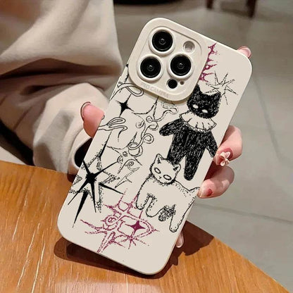 Cute Phone Cases For iPhone 16, 15, 13, 14 Pro Max, 12, 11, XS, XR, 7, 8 Plus, SE 2020 - Cool Cat Silicone - Candy Soft Bumper Cover - Touchy Style
