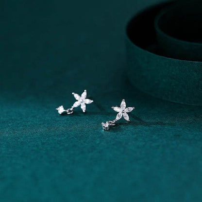 Korean Luxury Exquisite Flower Inlaid Zircon Earrings for Women Temperament Wedding Dating Jewelry Gifts - Touchy Style