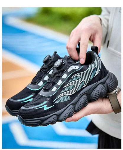Reflective Safety Shoes Men Fashion Protective Sneakers Steel Toe Shoes Rotating Button Work Boots Men Puncture-Proof Male Shoes - Touchy Style