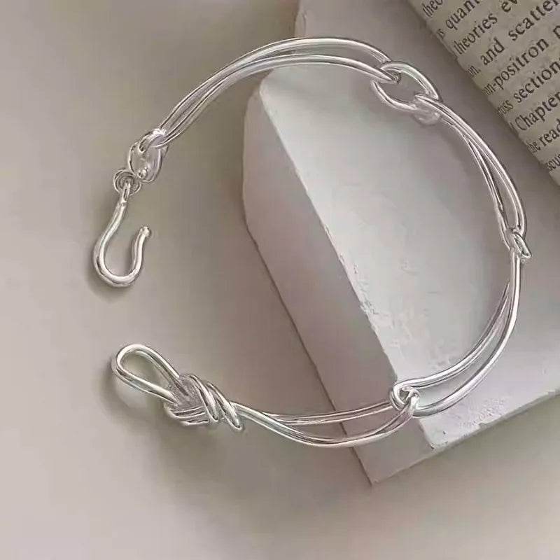 PANJBJ 925 Sterling Silver Line Tie Bracelet for Women Hollow Out Hook Buckle Korean Ins Punk Jewelry Party Gifts Dropshipping - Touchy Style
