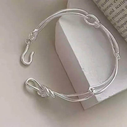 PANJBJ 925 Sterling Silver Line Tie Bracelet for Women Hollow Out Hook Buckle Korean Ins Punk Jewelry Party Gifts Dropshipping - Touchy Style