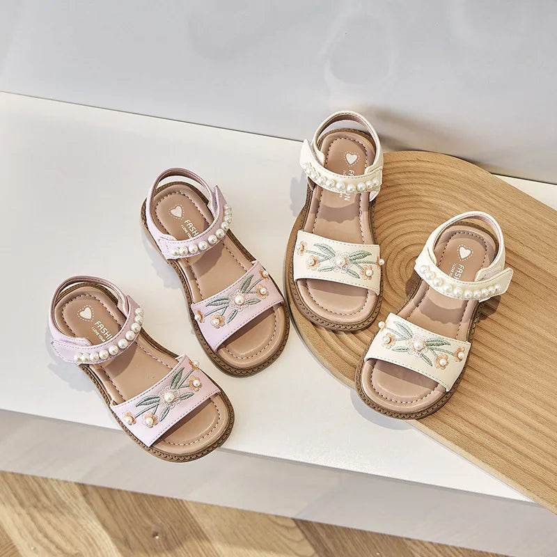 Girls Embroidery Princess Sandals 2024 Summer New Casual Versatile Retro Flowers Soft Chinese Traditions Hanfu Sandals H05063 - Touchy Style