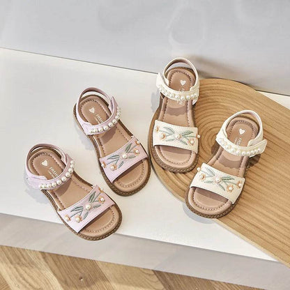 Girls Embroidery Princess Sandals 2024 Summer New Casual Versatile Retro Flowers Soft Chinese Traditions Hanfu Sandals H05063 - Touchy Style