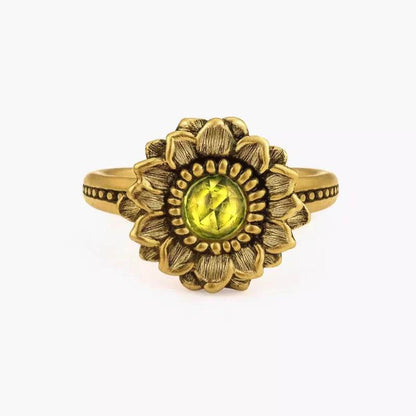 PANJBJ 925 Sterling Silver Sunflower Zircon Rings For Women Retro Design Versatile Finger Jewelry Party Gift Dropshipping - Touchy Style