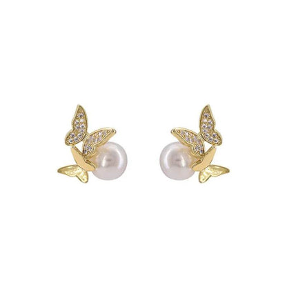 PANJBJ 925 Sterling Silver Butterfly Studs Earrings For Women Engaged Banquet Design Versatile Grace Jewelry Gift Dropshipping - Touchy Style