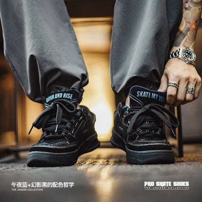 Maden 2023 Thick Sole Bread Skateboarding Shoes Autumn New Black Men&