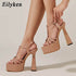 New Summer Extreme Super High Heels Women Sandals Peep Toe Platform Sandals Buckles Party Stripper Shoes - Touchy Style
