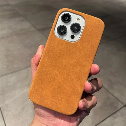 Phone Case For iPhone 16 15 14 13 12 11 Pro Max Plus Suede Leather Cases Matte Silicone Soft Shockproof Cover Fashion