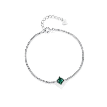 Real 925 Sterling Silver Fashion Vintage Green CZ Bracelet For Women Wedding Party Fine Jewelry - Touchy Style