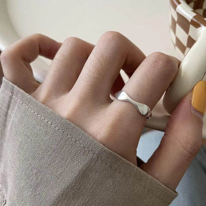 PANJBJ 925 Sterling Silver Bowknot Rings For Women Line Simplicity Design Korean Sweet Romantic Jewelry Gift Dropshipping - Touchy Style