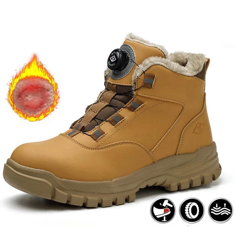 Rotating Buttons Work Boots Men Steel Toe Shoes Safety Boots Puncture-Proof Protective Shoes Waterproof Indestructible Shoes New - Touchy Style