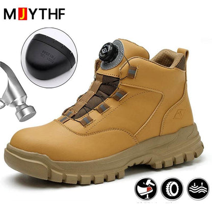 Rotating Buttons Work Boots Men Steel Toe Shoes Safety Boots Puncture-Proof Protective Shoes Waterproof Indestructible Shoes New - Touchy Style