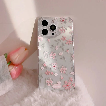 Cute Phone Cases - Flower Branch Pattern For iPhone 16, 15, 14, 13, 12, 11 Pro Max, XS, XR, 7 8 Plus - Matte Soft Silicone Bumper Cover