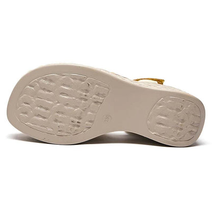 Women Sandals Genuine Leather New Summer Women Shoes hook &amp; loop Retro Wedges Casual Platform Ladies Sandals