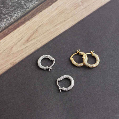 925 Sterling Silver Hoop Earrings Charm Jewelry - Full Zircon - MD225 - Touchy Style