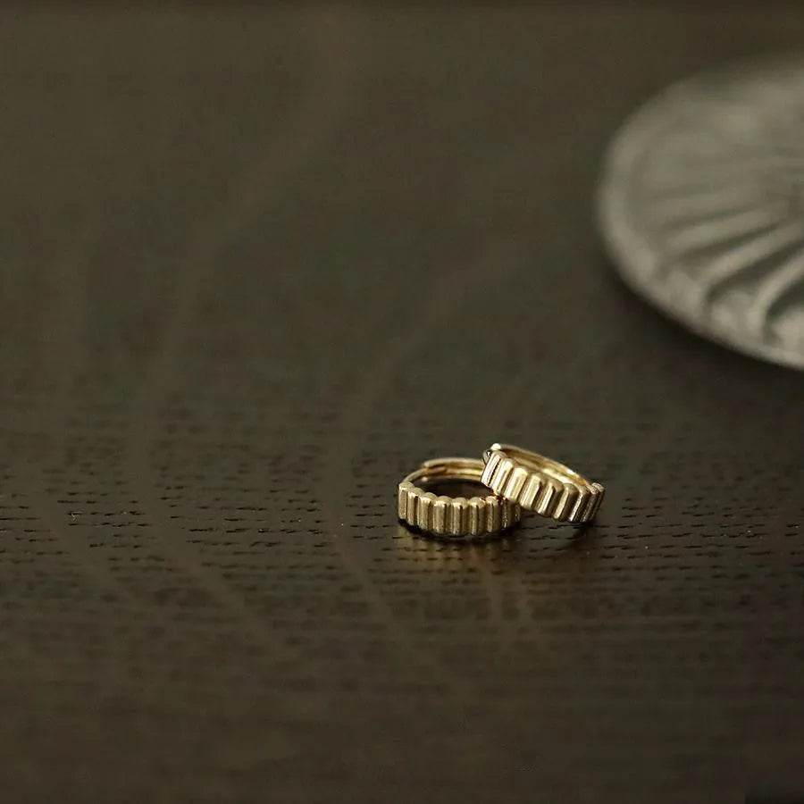 Retro Trendy Ribbed Earrings 925 Sterling Silver Plated 14K Gold Earrings for Women Versatile Jewelry - Touchy Style