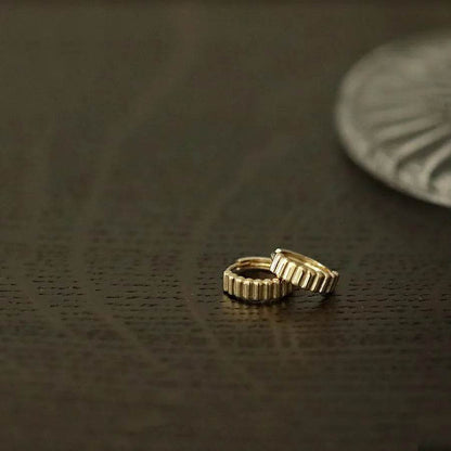 Retro Trendy Ribbed Earrings 925 Sterling Silver Plated 14K Gold Earrings for Women Versatile Jewelry - Touchy Style
