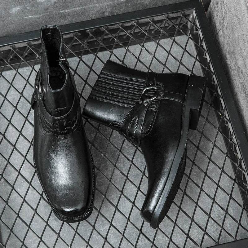 Genuine Leather Mens Chelsea Boots Brand Designer Dress Boots Men Fashion Casual Business Ankle Boots Slip on Business Footwear - Touchy Style