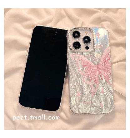 حافظات هواتف لطيفة لهاتف iPhone 15 و14 و13 و12 و11 - قلادة على شكل قلب منقطة متدرجة اللون - TSP431