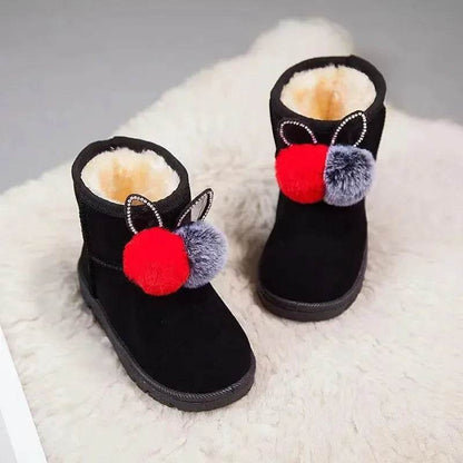 Hairball Boots Little Girls Furry Winter Boots Warm Fur Hot Sale Shoes for Girl Rabbit Ears Baby Snow Boots Kids Footwear H08181 - Touchy Style