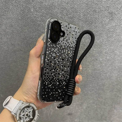 Luxury Bling Case Full Shinny Diamond Bumper Frame Cover For iPhone 15 16 ProMax 14 Plus 13 12 11 Pro Max Wristband Lanyard Case - Touchy Style